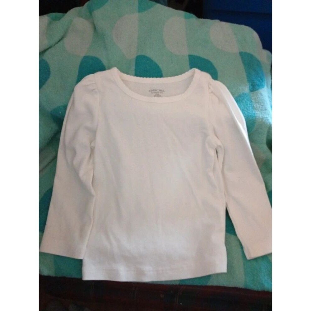 Girls size 18 month white long sleeve shirts x2